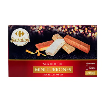 Surtido de mini turrones 4 variedades Carrefour Sensation 300 g.