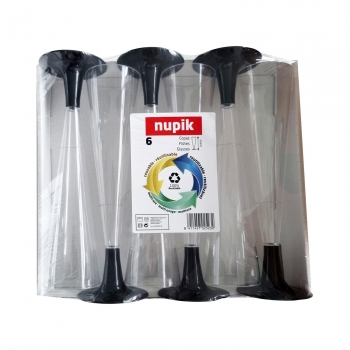 Set de 6 Copas de Cava Reutilizables de Plástico NUPIK con Pie Negro