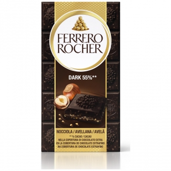 Chocolate negro con avellanas 50% cacao Ferrero Rocher 90 g.