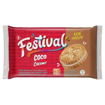 Galletas rellenas de crema sabor a coco Festival 410 g.