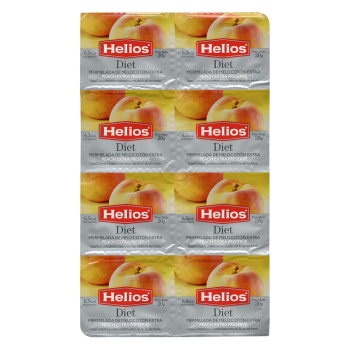 Mermelada de melocotón Diet Helios pack de 8 porciones de 20 g.