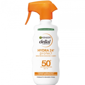 Spray protector solar rostro y cuerpo SPF 50+ Hydra 24 Protect Garnier Delial 300 ml.