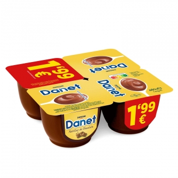 Natillas de chocolate Danone Danet pack de 4 unidades de 120 g.