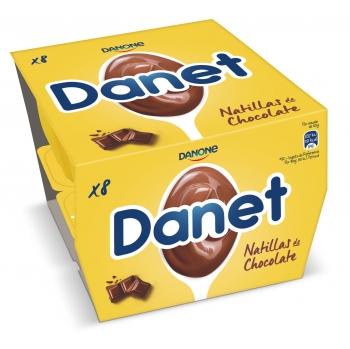Natillas de chocolate Danone Danet pack de 8 unidades de 120 g.
