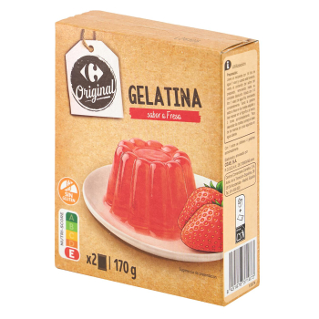 Gelatina sabor fresa Carrefour Original sin azúcar añadido, sin gluten 170 g.