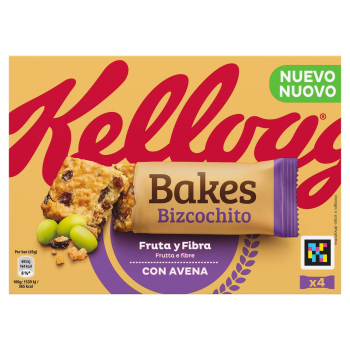Bizcochito de fruta y fibra con avena Kellogg's Bakes pack de 4 unidades de 45 g. 4 x 45 g