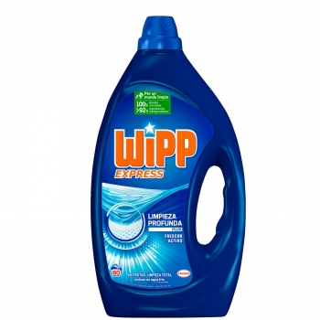 Detergente líquido limpieza profunda plus frescor activo Wipp Express 60 lavados.