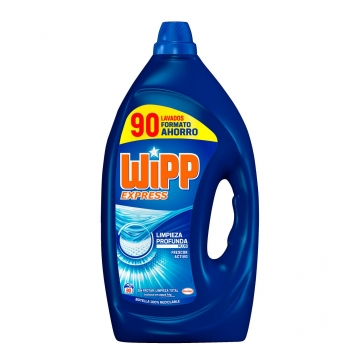 Detergente líquido limpieza profunda plus frescor activo Wipp Express 90 lavados.