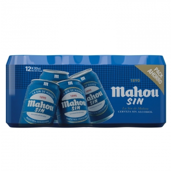 Cerveza Mahou Sin alcohol pack de 12 latas de 33 cl.