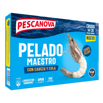 Langostino vannamei pelado ultracongelado crudo Pescanova 700 g.