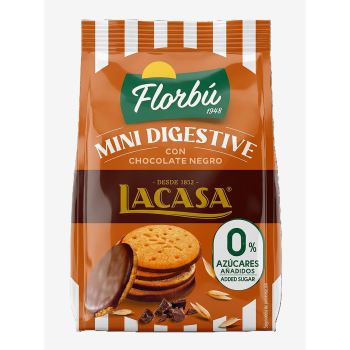 Mini galletas con chocolate negro digestive Florbú Lacasa sin azúcar añadido 150 g.