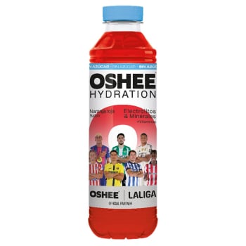 Oshee hydration sabor naranja roja sin azúcar botella 555 ml.