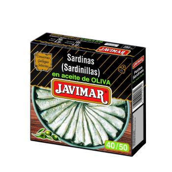 Sardinillas en aceite de oliva 40/50 Javimar 185 g.