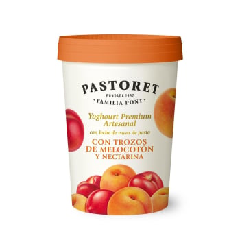 Yogur azucarado con melocotón y nectarina Pastoret 475 g.