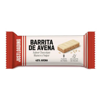 Barrita de avena chocolate blanco y yogurt Justloading 50 g.