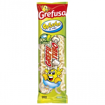 Aperitivo de maíz Gefrusitos Grefutubo Grefusa sin gluten y sin aceite de palma 95 g.