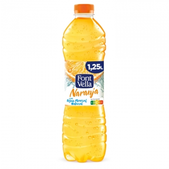 Agua mineral Font Vella Levité con zumo de naranja 1,25 l.
