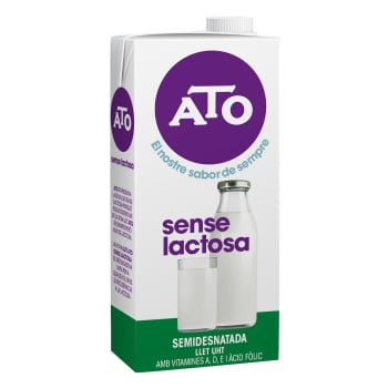 Leche semidesnatada Ato sin lactosa botella 1 l.