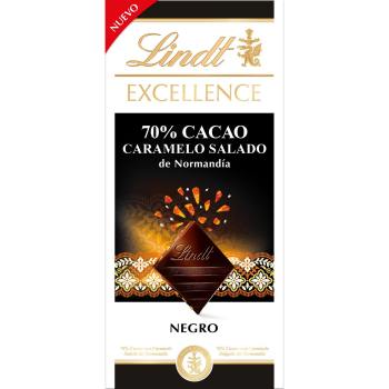Chocolate negro 70% cacao caramelo salado de Normandía Lindt 100 g.