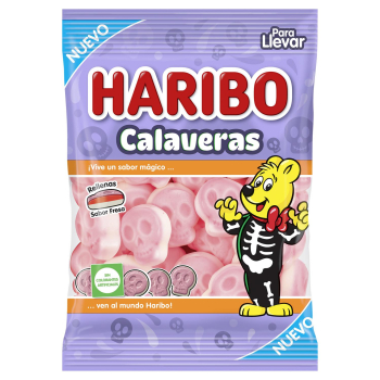 Caramelos de goma caravelas rellenas sabor fresa Haribo 100 g.