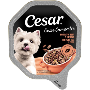 Comida húmeda guiso campestre pavo y ternera para perro Cesar 150 g