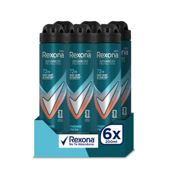 Desodorante en spray antitranspirante thermo fresh Men Rexona 6 unidades 200 ml. 6 x 200 ml