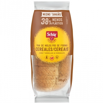 Pan de molde con cereales Schär sin gluten y sin lactosa 300 g.