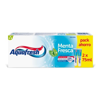 Dentífrico triple protección menta fresca Aquafresh pack 2 unidades 75 ml. 2 x 75 ml