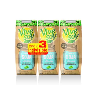 Bebida de soja natural ViveSoy pack de 3 briks de 250 ml. 3 x 250 ml