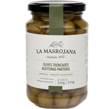 Aceitunas verdes partidas La Masrojana 220 g.
