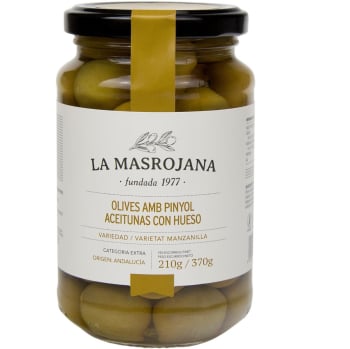 Aceitunas verdes manzanilla con hueso La Masrojana 210 g.