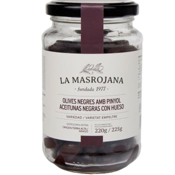 Aceitunas negras con hueso La Masrojana 220 g.