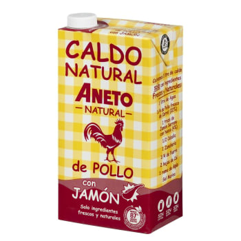 Caldo natural de pollo con jamón Aneto sin gluten y sin lactosa brik 1 l.