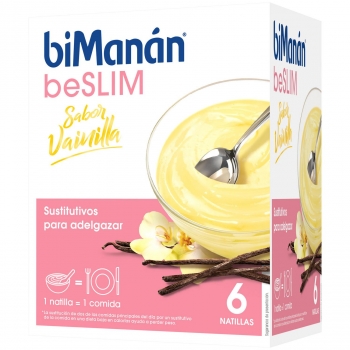 Natillas sustitutivas sabor vainilla en sobres Bimanán BeSlim 6 ud.