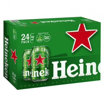 Cerveza Heineken pack de 24 latas de 33 cl.