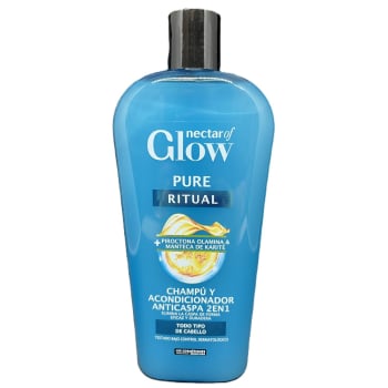 Champú y acondicionador anticaspa 2en1 todo tipo cabello pure ritual Nectar of Glow 400 ml.