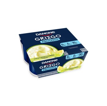Yogur griego aromatizado con limón y sabor a lima proteína Danone sin gluten pack de 4 unidades de 110 g.