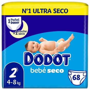 Pañales Dodot bebé-seco T2 (4-8 kg) 68 ud.