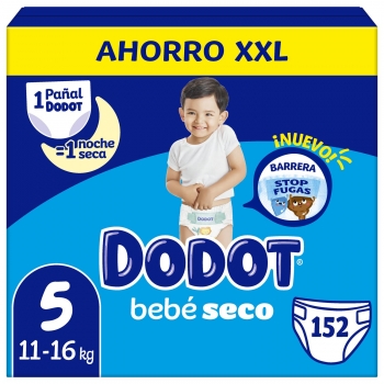 Pañales Dodot bebé-Seco XXL T5 (11-16 kg.) 152 ud.
