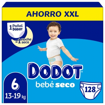 Pañales Dodot bebé-Seco XXL T6 (13-18 kg.) 128 ud.