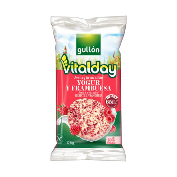 Tortitas de avena con yogur y frambuesa Vitalday sin gluten 112,8 g.