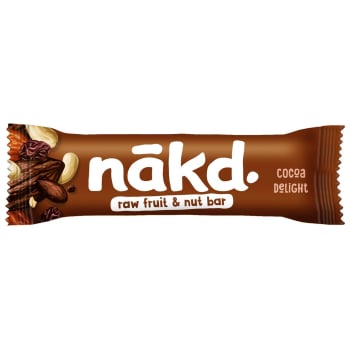 Barrita de cereales con frutos secos y cacao Nakd sin gluten y sin lactosa 35 g.