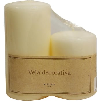 Set 2 Velas Taco 12x6cm + 8x6 cm ROURA - Marfil