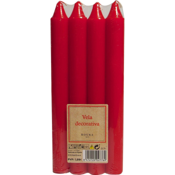 Set 4 Velas Decorativas 200x20 mm ROURA - Rojo
