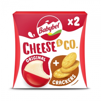 Queso mini + crackers Babybel pack de 2 unidades de 40 g.