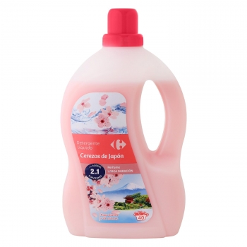 Detergente líquido cerezas de Japón Carrefour 40 lavados.