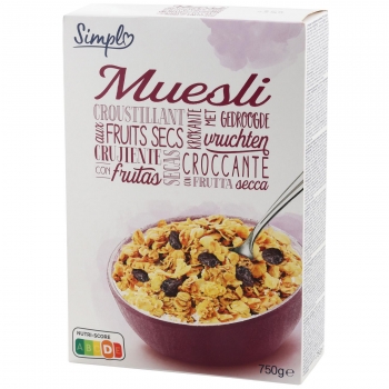 Cereales con frutos secos Muesli 750 g.