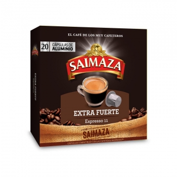 Café extra fuerte en cápsulas Saimaza compatible con Nespresso 20 unidades de 5,2 g.