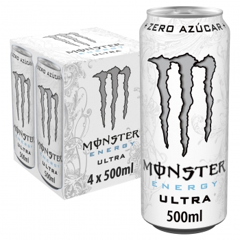 Bebida energética Monster Ultra zero calorías pack de 4 latas de 50 cl.