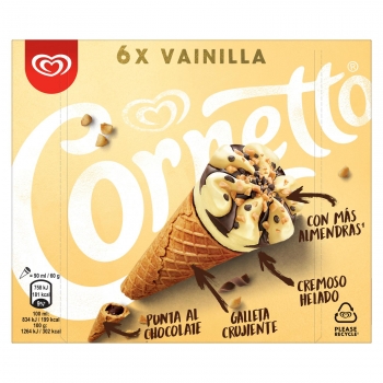 Conos con helado de vainilla Cornetto 6 ud.